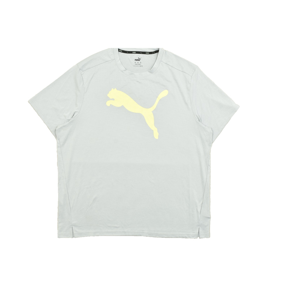 Puma HD Pattern Cat Poly Tee Men's Size XXL Harbor Mist Gray Yellow Logo New Wit